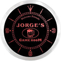 ADVPRO Jorge's Game Room Beer Mug Bar Custom Name Neon Sign Clock ncx0173-tm - Red