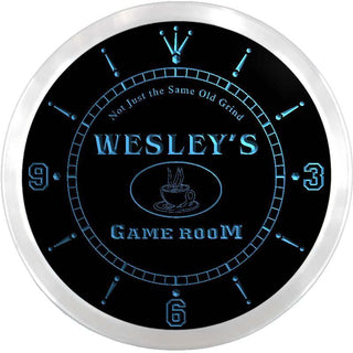 ADVPRO Wesley's Game Room Coffee House Custom Name Neon Sign Clock ncx0175-tm - Blue