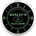 ADVPRO Wesley's Game Room Coffee House Custom Name Neon Sign Clock ncx0175-tm - Green