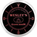ADVPRO Wesley's Game Room Coffee House Custom Name Neon Sign Clock ncx0175-tm - Red