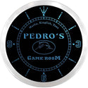 ADVPRO Pedro's Fishing Game Room Custom Name Neon Sign Clock ncx0178-tm - Blue