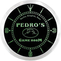 ADVPRO Pedro's Fishing Game Room Custom Name Neon Sign Clock ncx0178-tm - Green