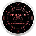 ADVPRO Pedro's Fishing Game Room Custom Name Neon Sign Clock ncx0178-tm - Red