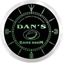 ADVPRO Dan's Football Game Room Custom Name Neon Sign Clock ncx0179-tm - Green