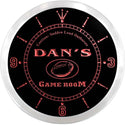 ADVPRO Dan's Football Game Room Custom Name Neon Sign Clock ncx0179-tm - Red