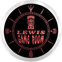 ADVPRO Lewis Tiki Bar Game Room Custom Name Neon Sign Clock ncx0180-tm - Red