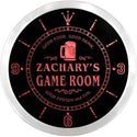 ADVPRO Zachary's Game Room Beer Mug Custom Name Neon Sign Clock ncx0181-tm - Red