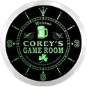 ADVPRO Corey's Shamrock Game Room Bar Custom Name Neon Sign Clock ncx0182-tm - Green