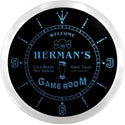 ADVPRO Herman's Cold Beer Game Room Custom Name Neon Sign Clock ncx0183-tm - Blue