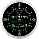 ADVPRO Herman's Cold Beer Game Room Custom Name Neon Sign Clock ncx0183-tm - Green