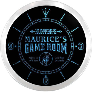 ADVPRO Maurice's Hunter's Game Room Custom Name Neon Sign Clock ncx0184-tm - Blue