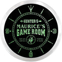 ADVPRO Maurice's Hunter's Game Room Custom Name Neon Sign Clock ncx0184-tm - Green