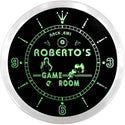 ADVPRO Roberto's Pool Game Room Custom Name Neon Sign Clock ncx0185-tm - Green