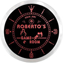 ADVPRO Roberto's Pool Game Room Custom Name Neon Sign Clock ncx0185-tm - Red