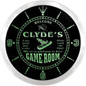 ADVPRO Clyde's Hideaway Game Room Custom Name Neon Sign Clock ncx0187-tm - Green