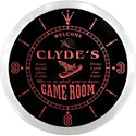 ADVPRO Clyde's Hideaway Game Room Custom Name Neon Sign Clock ncx0187-tm - Red