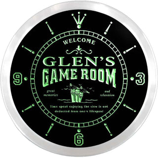 ADVPRO Glen's Beach House Game Room Custom Name Neon Sign Clock ncx0188-tm - Green