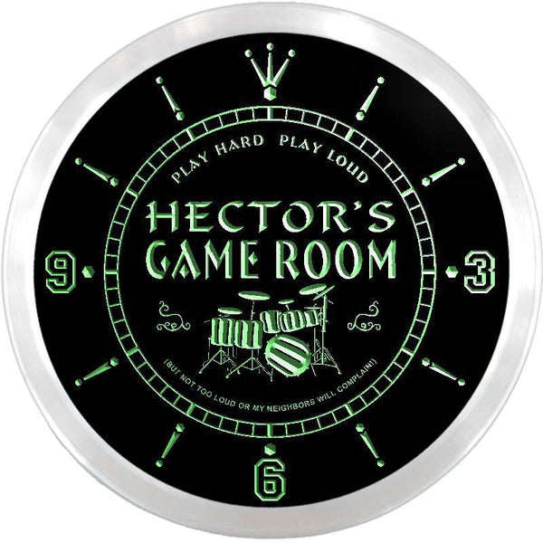 ADVPRO Hector's Game Room Lounge Custom Name Neon Sign Clock ncx0189-tm - Green
