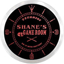 ADVPRO Shane's Drummer's Game Room Custom Name Neon Sign Clock ncx0191-tm - Red