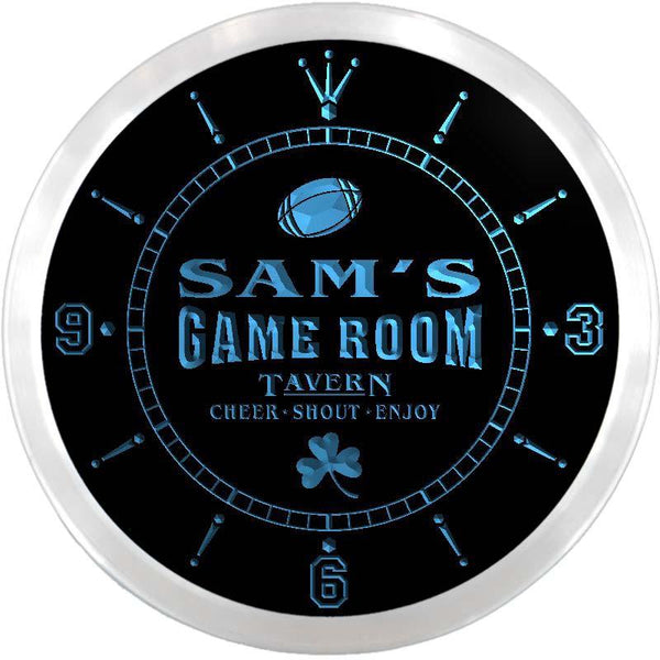 ADVPRO Sam's Tavern Game Room Custom Name Neon Sign Clock ncx0192-tm - Blue