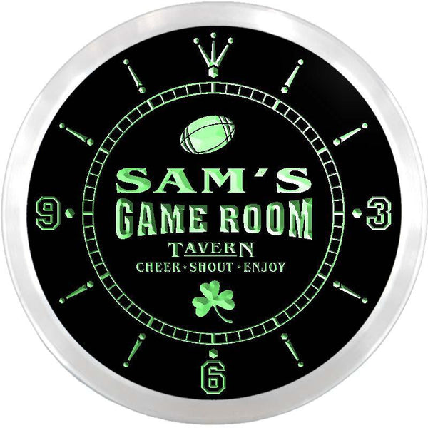 ADVPRO Sam's Tavern Game Room Custom Name Neon Sign Clock ncx0192-tm - Green