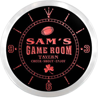 ADVPRO Sam's Tavern Game Room Custom Name Neon Sign Clock ncx0192-tm - Red