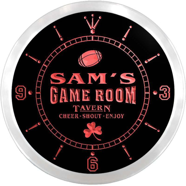 ADVPRO Sam's Tavern Game Room Custom Name Neon Sign Clock ncx0192-tm - Red
