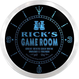 ADVPRO Rick's Skybox Game Room Custom Name Neon Sign Clock ncx0194-tm - Blue