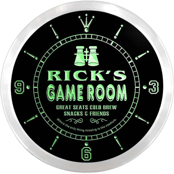 ADVPRO Rick's Skybox Game Room Custom Name Neon Sign Clock ncx0194-tm - Green