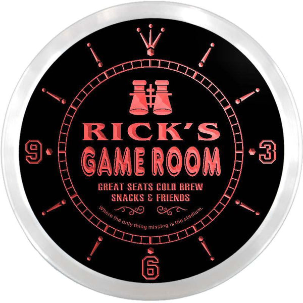 ADVPRO Rick's Skybox Game Room Custom Name Neon Sign Clock ncx0194-tm - Red