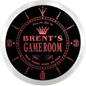 ADVPRO Brent's Poker Game Room Custom Name Neon Sign Clock ncx0195-tm - Red