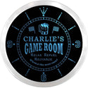 ADVPRO Charlie's Pitstop Game Room Custom Name Neon Sign Clock ncx0196-tm - Blue