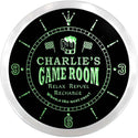 ADVPRO Charlie's Pitstop Game Room Custom Name Neon Sign Clock ncx0196-tm - Green