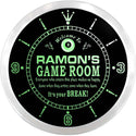 ADVPRO Ramon's Billiard Game Room Custom Name Neon Sign Clock ncx0197-tm - Green