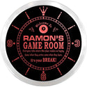 ADVPRO Ramon's Billiard Game Room Custom Name Neon Sign Clock ncx0197-tm - Red