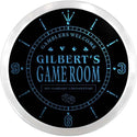 ADVPRO Gilbert's Poker Game Room Custom Name Neon Sign Clock ncx0198-tm - Blue