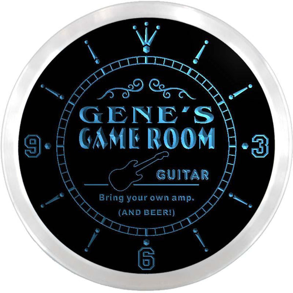 ADVPRO Gene's Game Room Lounge Custom Name Neon Sign Clock ncx0200-tm - Blue