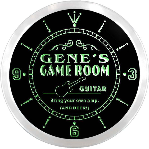 ADVPRO Gene's Game Room Lounge Custom Name Neon Sign Clock ncx0200-tm - Green