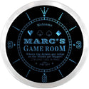 ADVPRO Marc's Poker Game Room Custom Name Neon Sign Clock ncx0201-tm - Blue