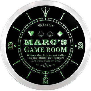 ADVPRO Marc's Poker Game Room Custom Name Neon Sign Clock ncx0201-tm - Green