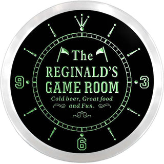 ADVPRO Reginald's Game Room Grill Bar Custom Name Neon Sign Clock ncx0202-tm - Green