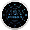 ADVPRO Angel's Game Room Farmers Inn Custom Name Neon Sign Clock ncx0203-tm - Blue