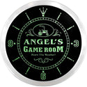 ADVPRO Angel's Game Room Farmers Inn Custom Name Neon Sign Clock ncx0203-tm - Green