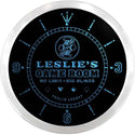 ADVPRO Leslie's Poker Game Room Bar Custom Name Neon Sign Clock ncx0206-tm - Blue