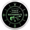 ADVPRO Nathaniel's Guitar Game Room Custom Name Neon Sign Clock ncx0207-tm - Green