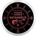 ADVPRO Nathaniel's Guitar Game Room Custom Name Neon Sign Clock ncx0207-tm - Red