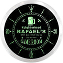 ADVPRO Rafael's Game Room Pub Bar Custom Name Neon Sign Clock ncx0208-tm - Green