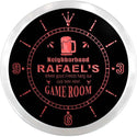 ADVPRO Rafael's Game Room Pub Bar Custom Name Neon Sign Clock ncx0208-tm - Red