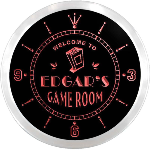 ADVPRO Edgar's Home Theater Game Room Custom Name Neon Sign Clock ncx0209-tm - Red