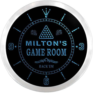 ADVPRO Milton's Billiards Game Room Custom Name Neon Sign Clock ncx0210-tm - Blue